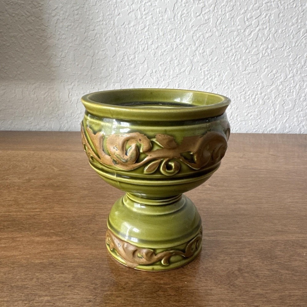 Country Store Products Avocado Green & Gold Candle Holder CSP 517 Made In Japan